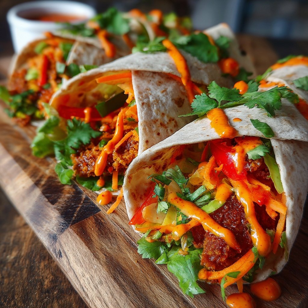 Sriracha Gemüse Salat Wraps