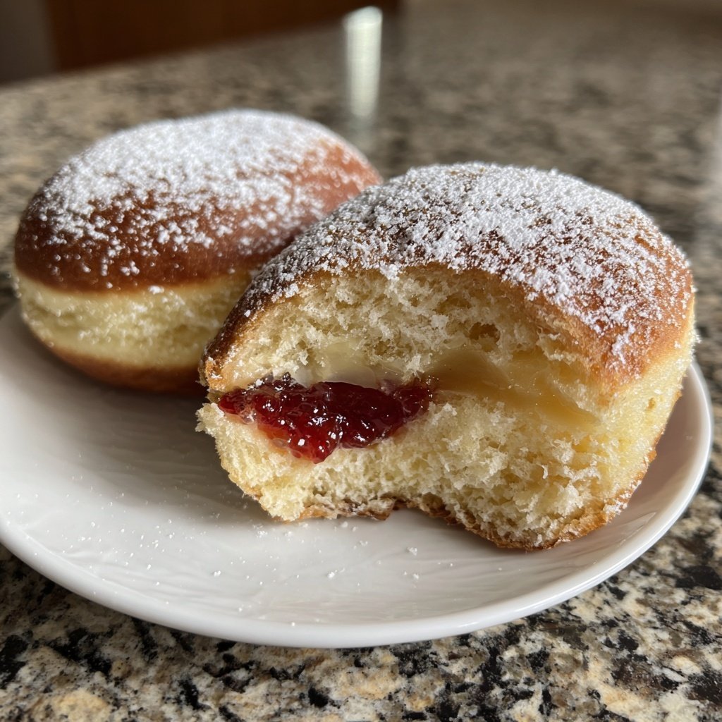 Weiche, mit Marmelade gefüllte Berliner