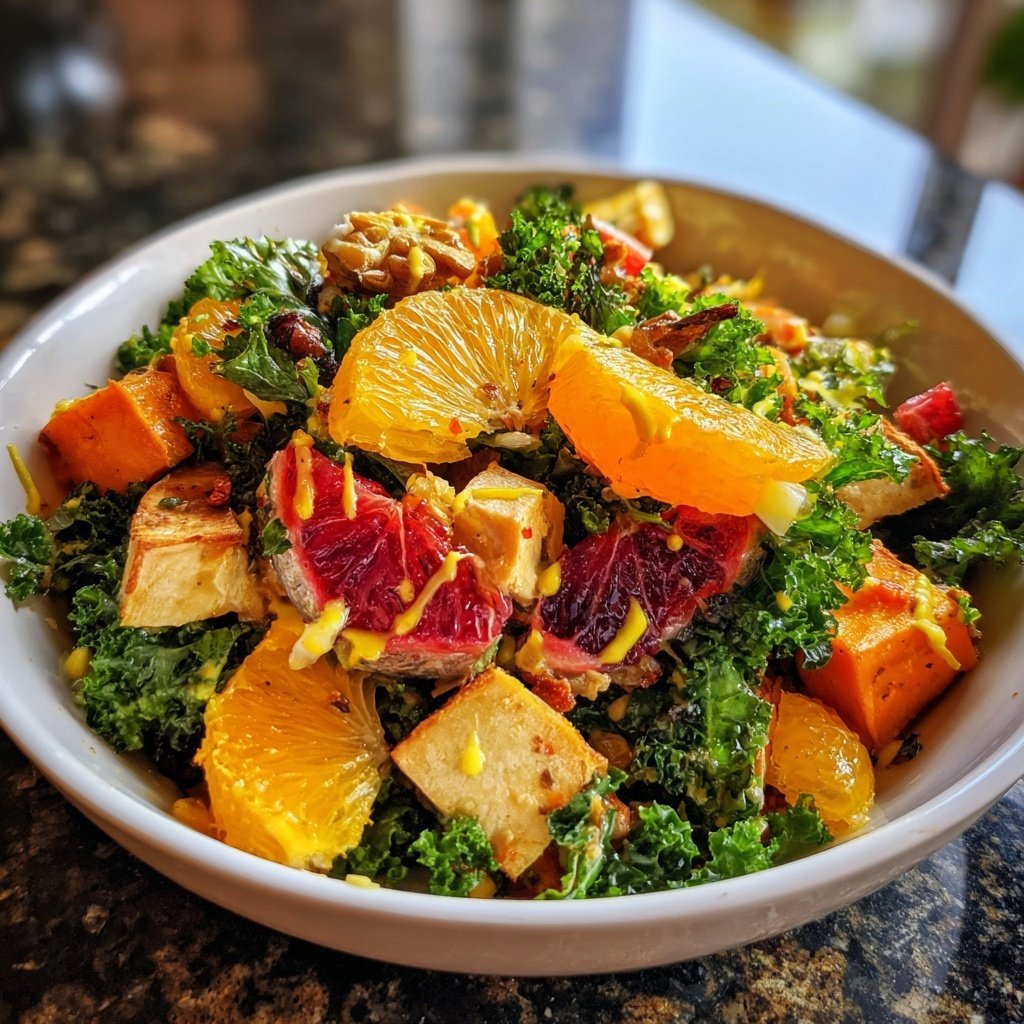 Zitrus Grünkohl Süßkartoffel Salat