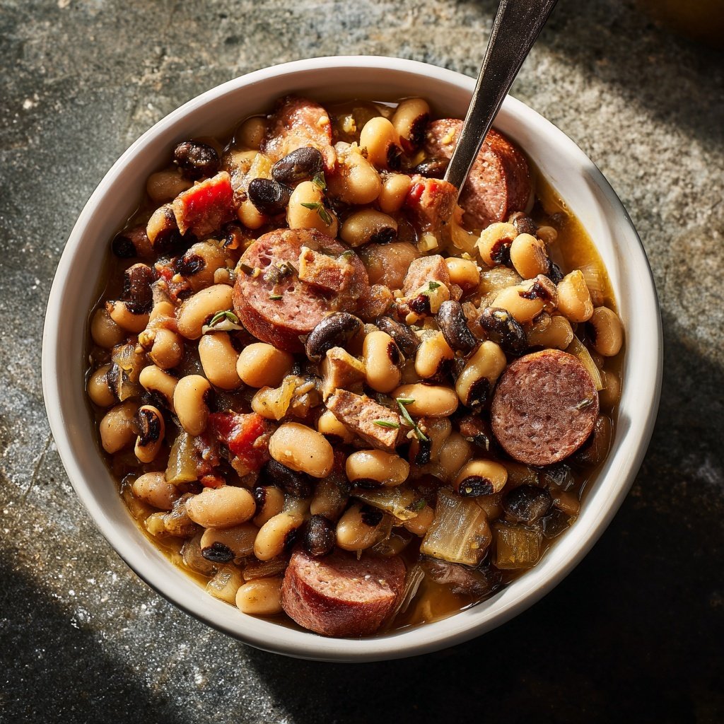 Schwarzäugige Bohnen mit Speck Wurst