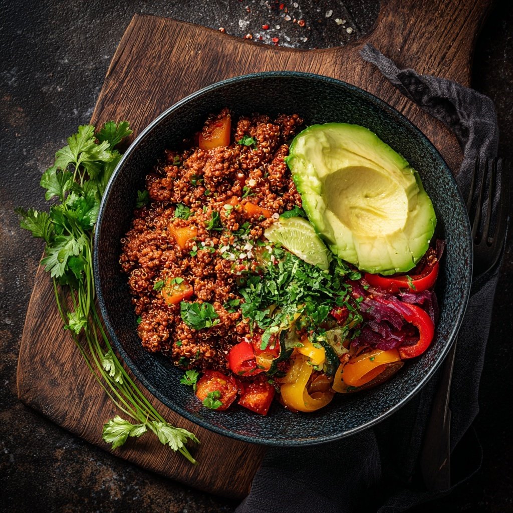 Hackfleisch Quinoa Bowl