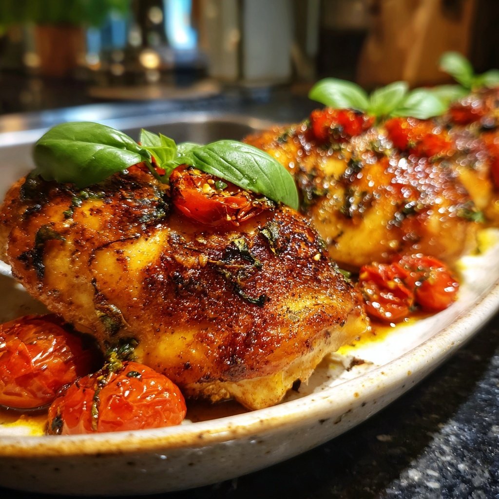 Tomaten Basilikum Ofen Hähnchen