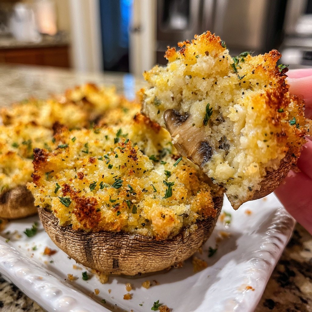 Gefüllte Pilze Panko Brotkrümel