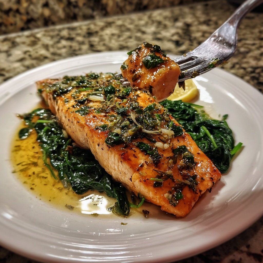 Knoblauch-Zitronen-Lachs mit Spinat