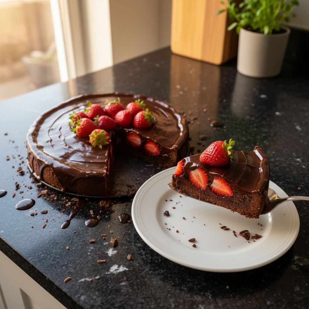 Schokoladenüberzogene Erdbeer Ganache Tarte