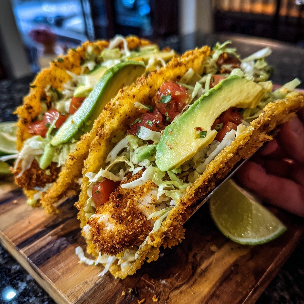 Knusprige Hühner und Hummer Tacos