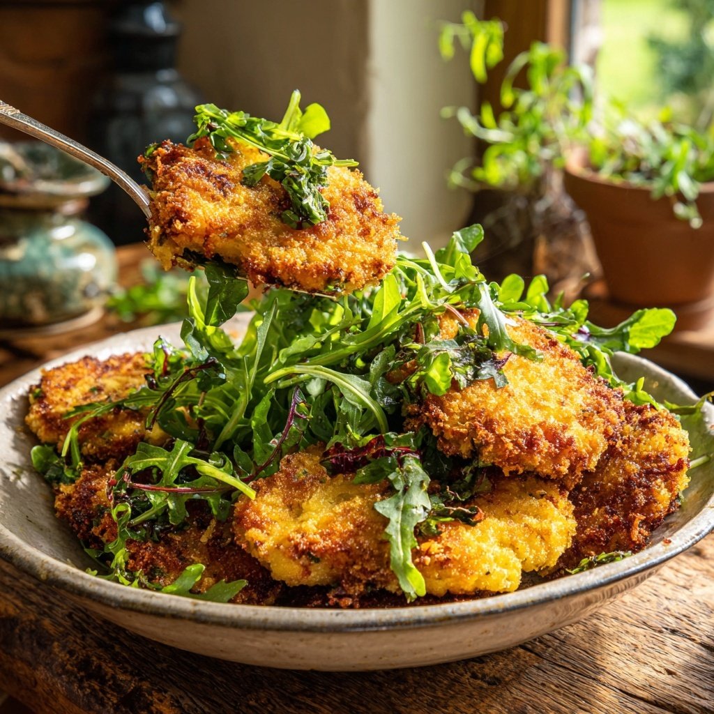 Sellerie Schnitzels Feldsalat Bett
