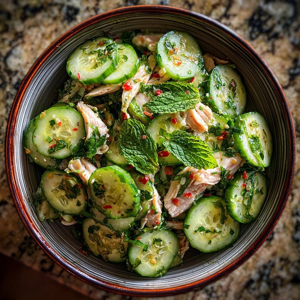 Asiatischer Gurken- und Hühnchensalat
