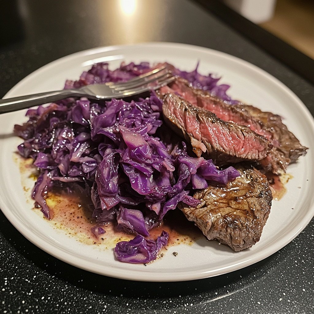 Rotkohl-Steaks mit Kartoffeln