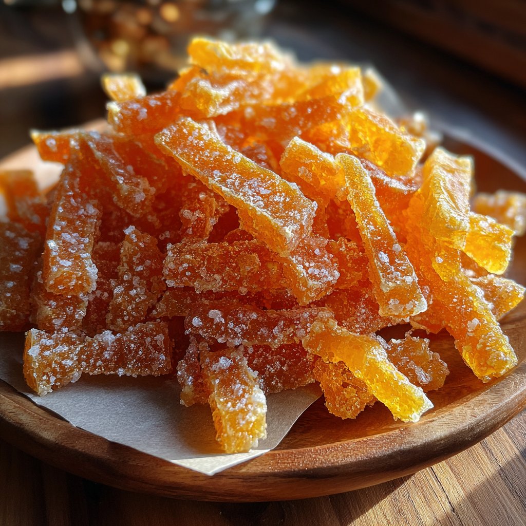 Zuckerkrümel aus kandierter Orangenschale