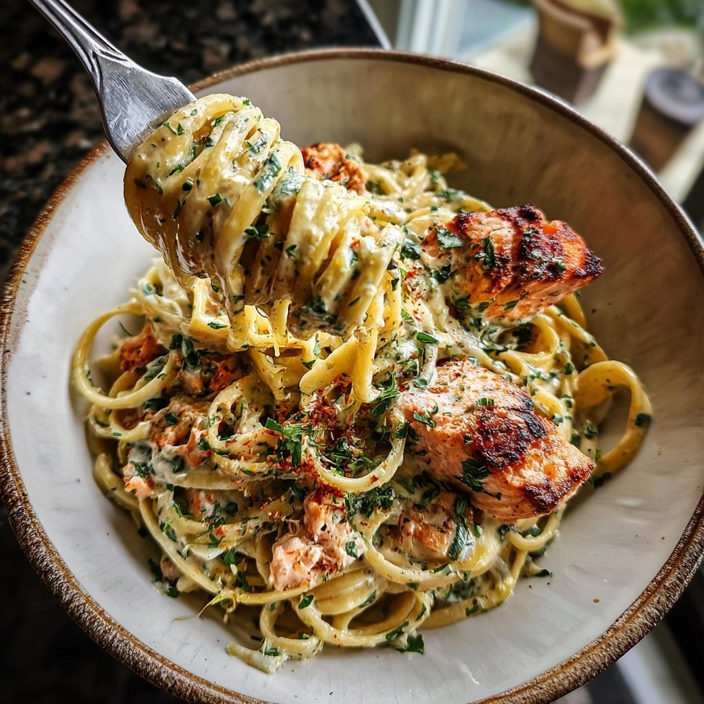 Lemon Garlic Salmon Pasta Bowl