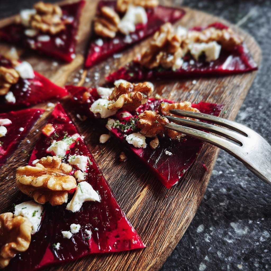Rote-Bete-Carpaccio mit Ziegenkäse und Walnüssen