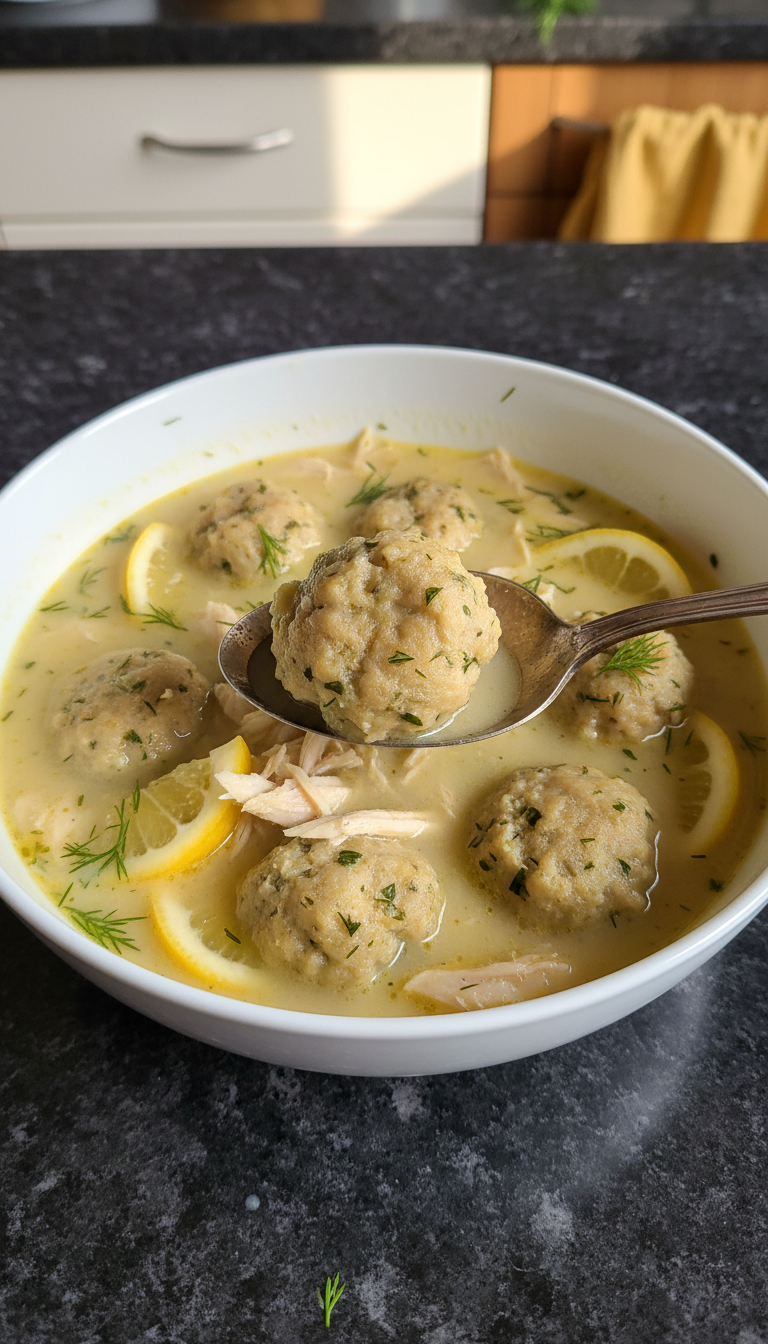 Zitronen Hähnchen Klößchen Suppe