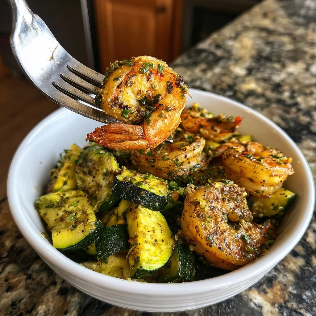 Garnelen Knoblauch Zucchini Pfanne