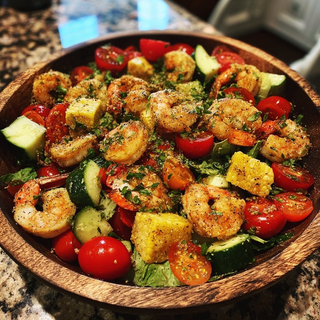 Frischer Frühlingssalat mit Garnelen