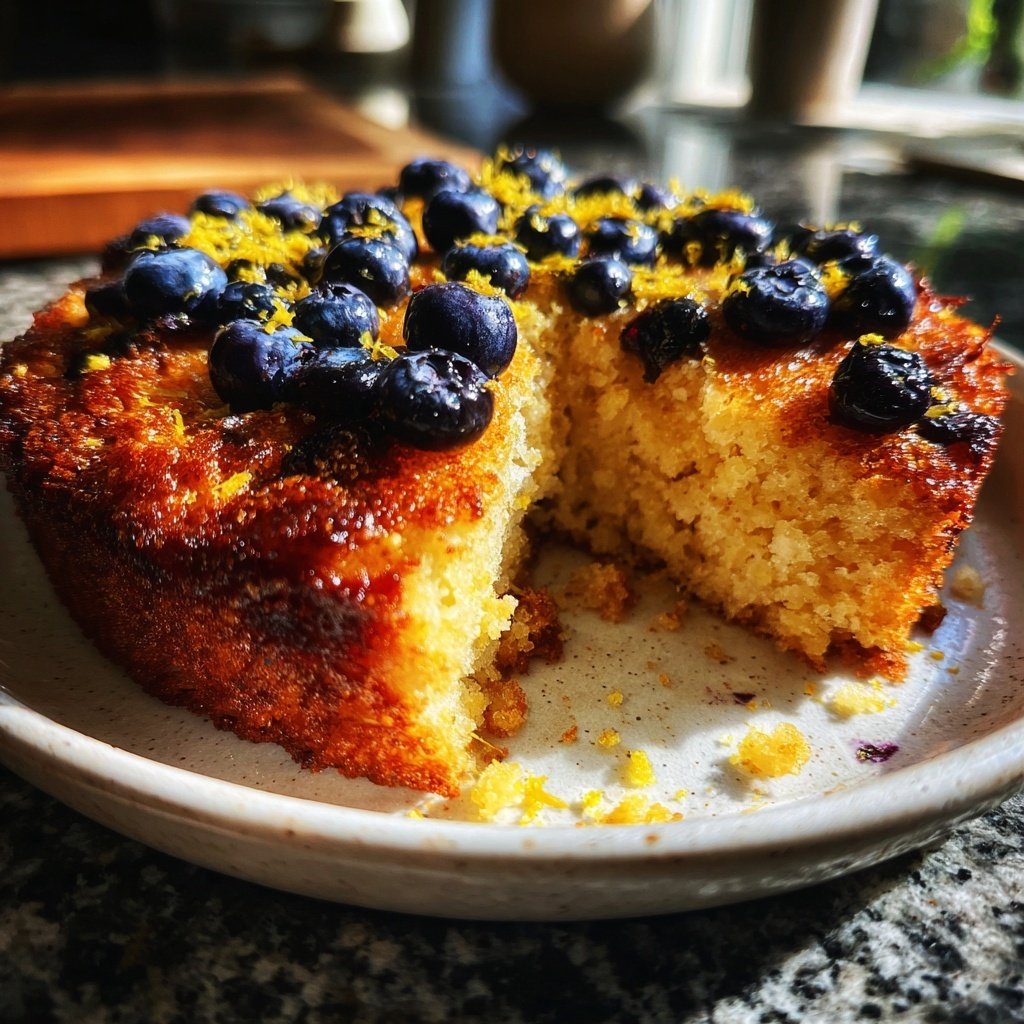 Zitrone Blaubeeren Sauerteig mit Polenta Topping