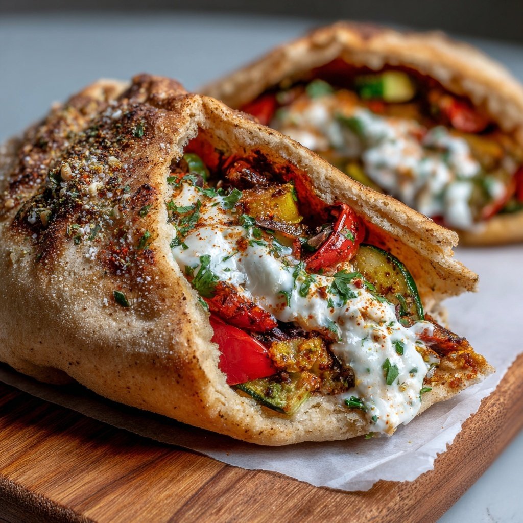 Mediterrane Gemüse Pita Taschen