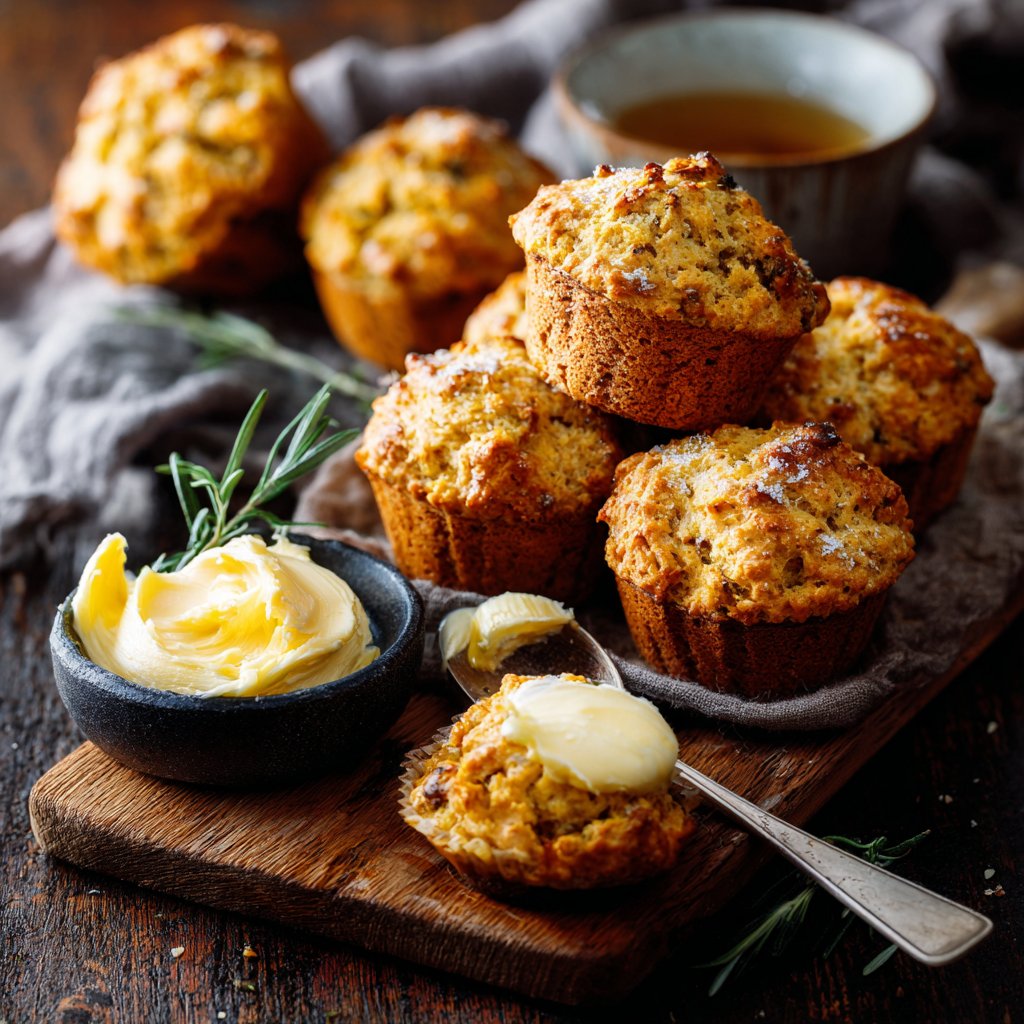 Mini Maisbrot Muffins mit Honigbutter